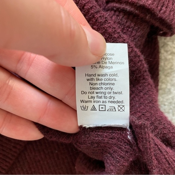 Madewell Maroon Red Waffle Knit Slouch Wool Blend Sweater - Picture 4 of 4